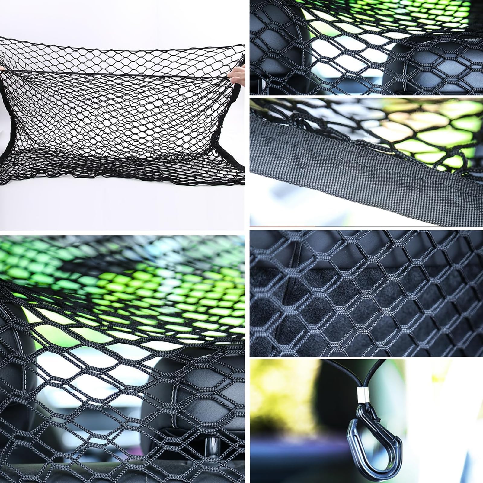 Rete divisoria Auto Cani,per Fiat 600 Hybrid 2024 2025+ barriera Sicurezza Bagagliaio Auto Animali Rete Elastica Doppio Strato Ganci Regolabile