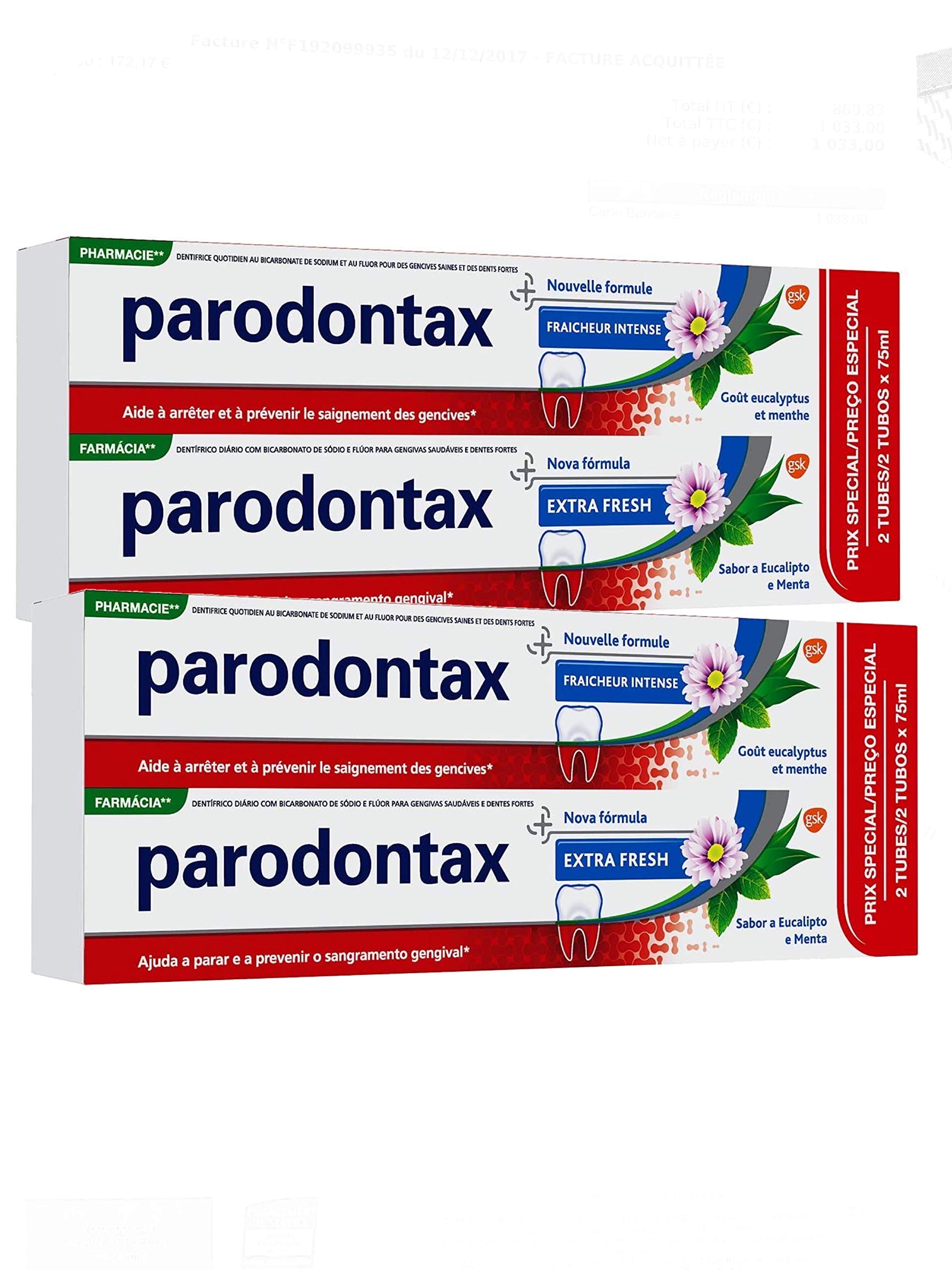 ParodontaxFluoride Toothpaste - Ginger Paste for Intense Freshness - Helps Stop Gum Bleeding - 2 Packs of 2 x 75 ml