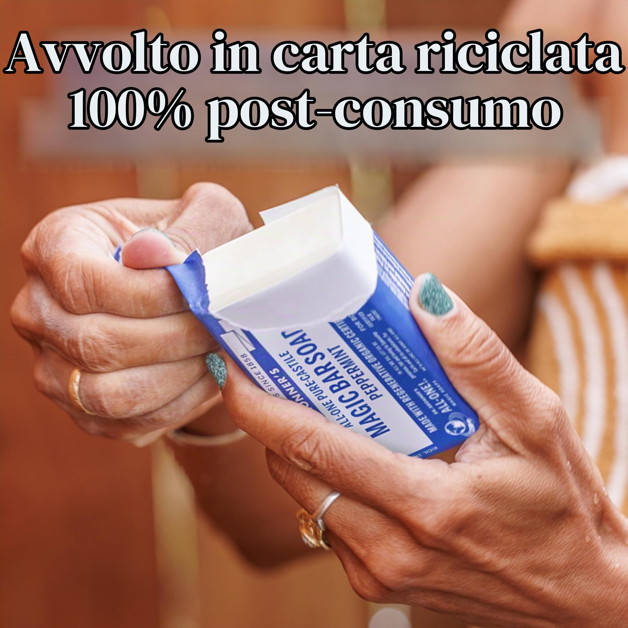 Dr. Bronner's Pure-Castiglia Bar Soap - menta piperita, 141,7 g (confezione da 6)