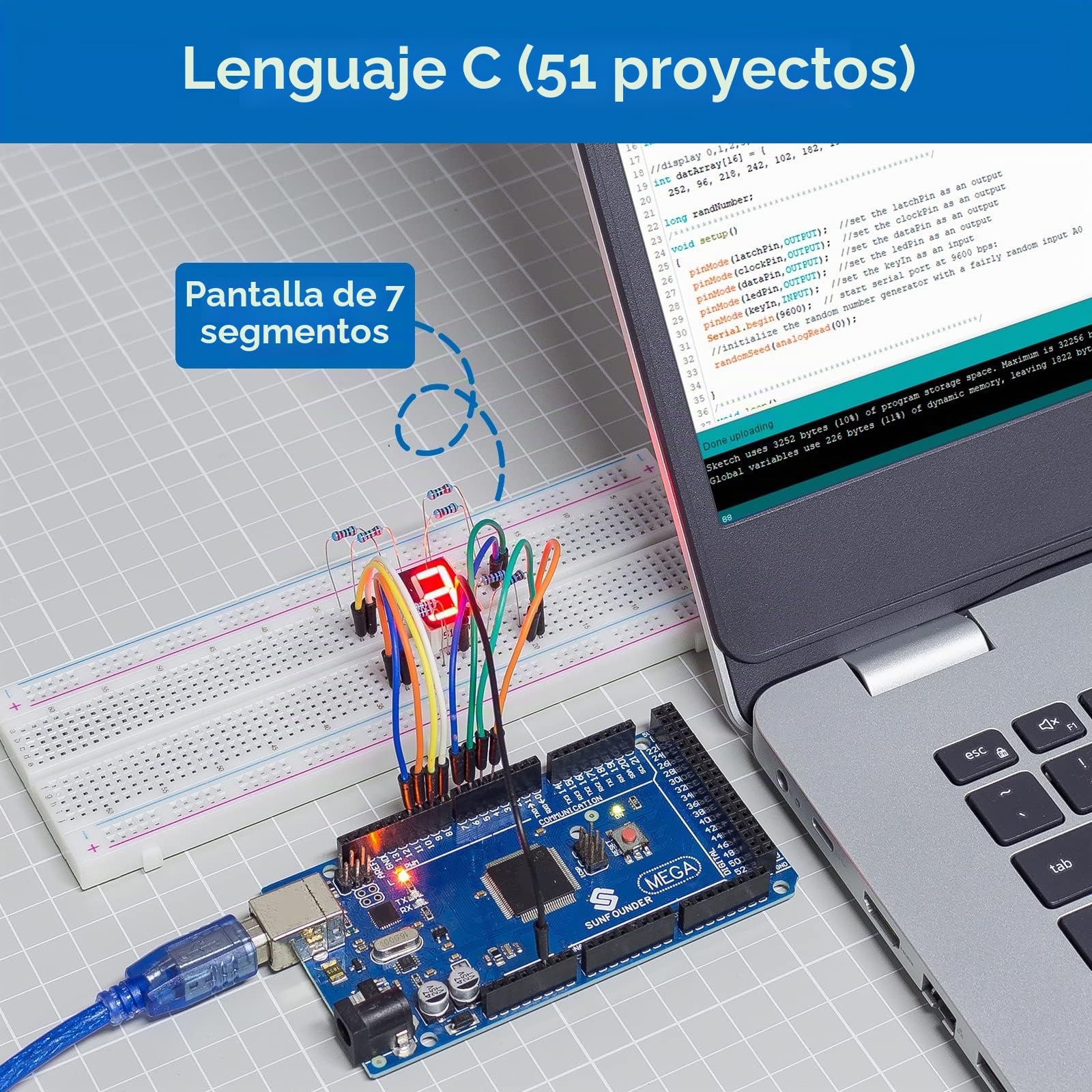 SUNFOUNDER Project El Kit de Arranque eléctrico más Completo Compatible con Arduino Mega R3 Nano, 73 tutoriales incluidos