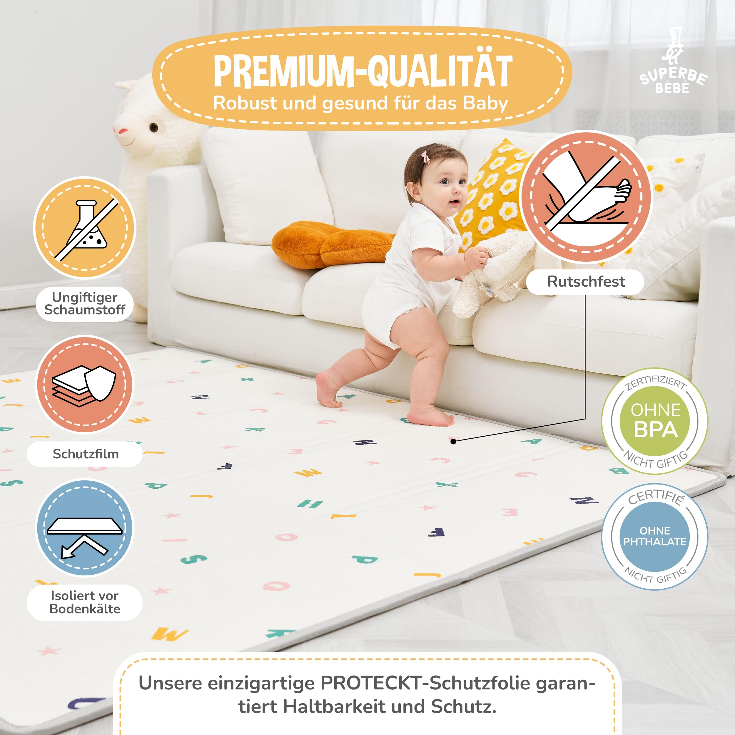Krabbelmatte Baby Faltbar Spielmatte Kinder Spieldecke 150x180x1cm Krabbeldecke Für Baby - Babymatte Kindermatte - Schaumstoffmatte Kinderteppich- Spielteppich - Bodenmatte Kinder - Babygeschenk