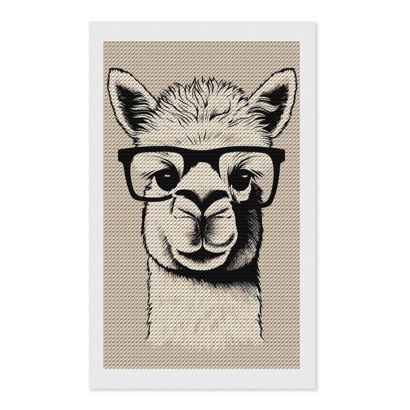 Junmoney Funny Hipster Alpaca Crystal Diamond Art Kit 12"x20", Modern Decor, Boho Decor, Wall Art Gift, Decorative Artwork, Creative Hobby