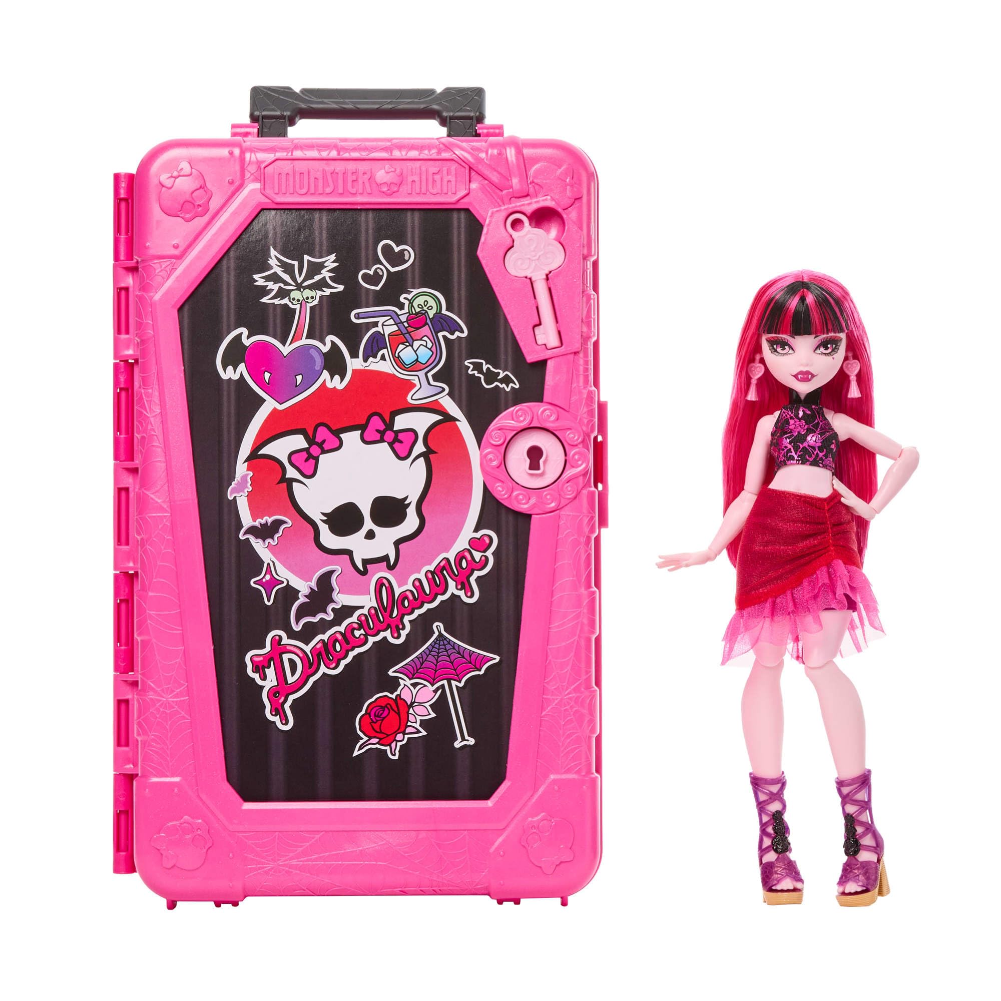 Monster High Skulltimate Secrets Draculaura-Puppe und Zubehörset, Destination: Gore-geous Oasis mit Koffer und über 19 Zubehörteilen wie Kleidung, JDR50