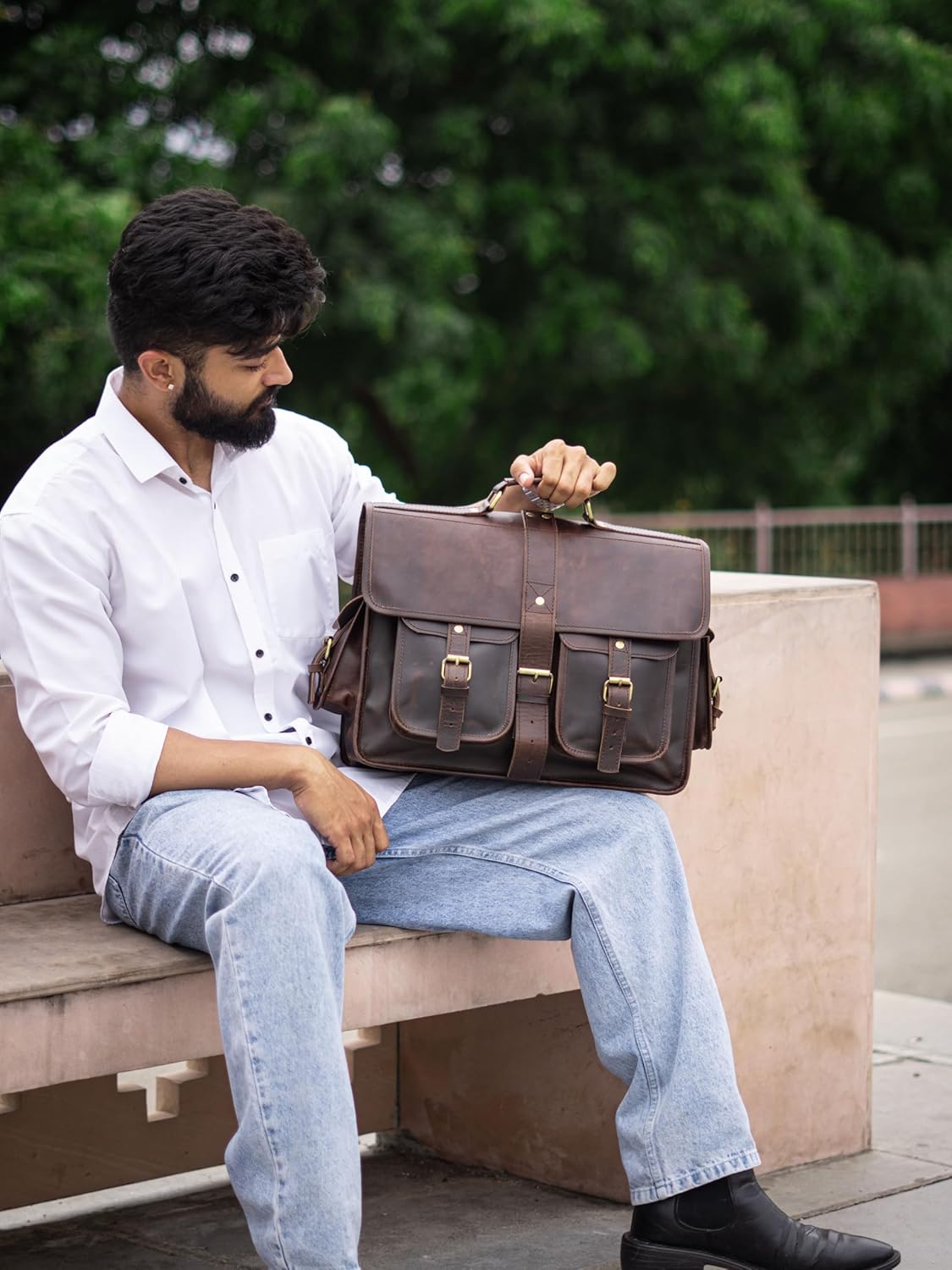 URBAN DEZIRE 16 inch Leather Messenger Bag Brown Vintage Satchel Genuine Laptop Computer Office Shoulder Handmade Briefcase for Men - Image 10