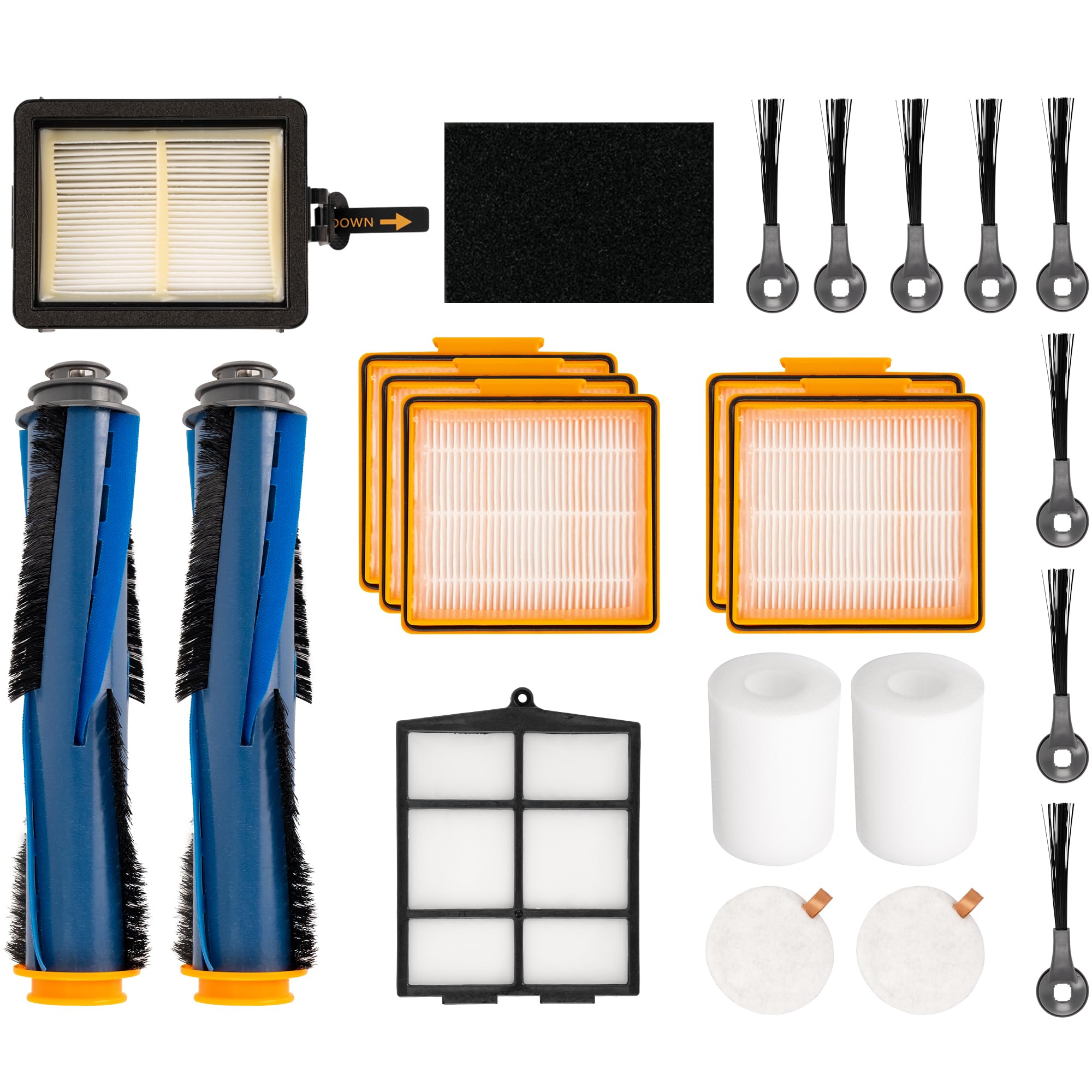 BlueStars Ultra Durable Accessories Kit for Shark AI AV2501S AV2501AE RV2502AE RV2520AOUS AV2510AOUS AV2511AE RV2610WA RV2610WD Robot Vacuum Cleaner - 2 Roller Brushes + 8 Side Brushes + Filters Kit