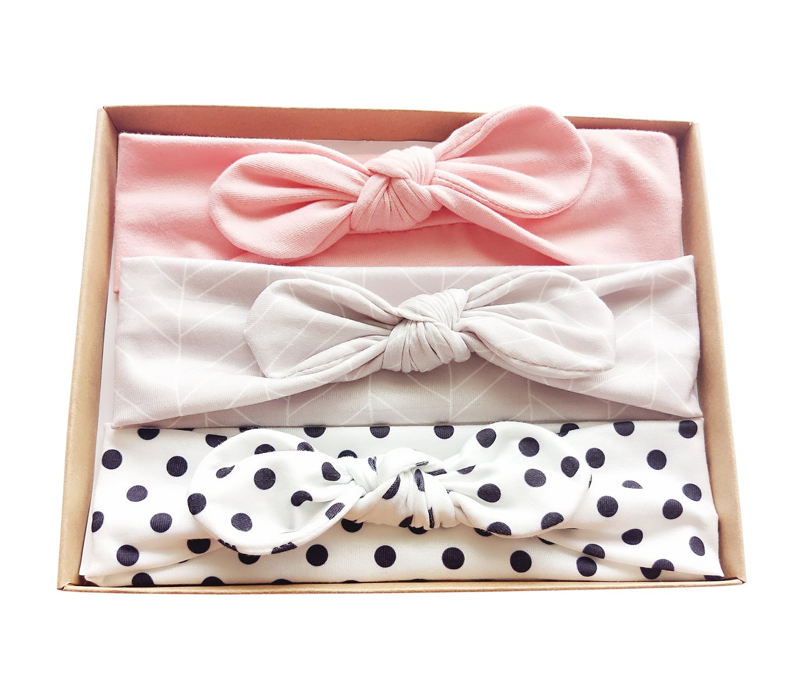 Bebé Cinta para El Pelo Infantil Algodón Sólido Mariposa Niñas Banda para La Cabeza Diadema Elástica Turbante 3Pcs