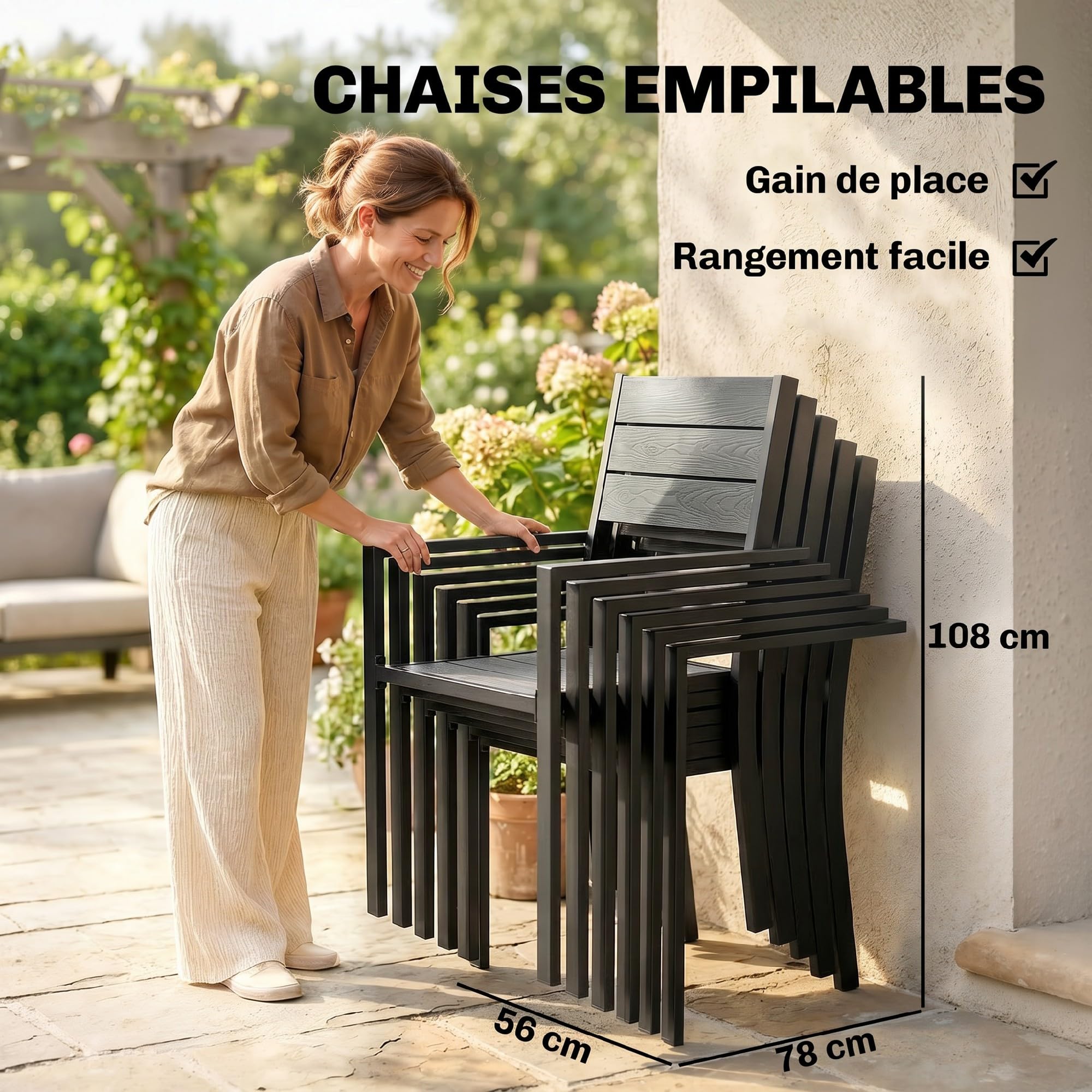 Outsunny Salon de Jardin 7 Pièces, Table et Chaises Aluminium pour 6, Gris