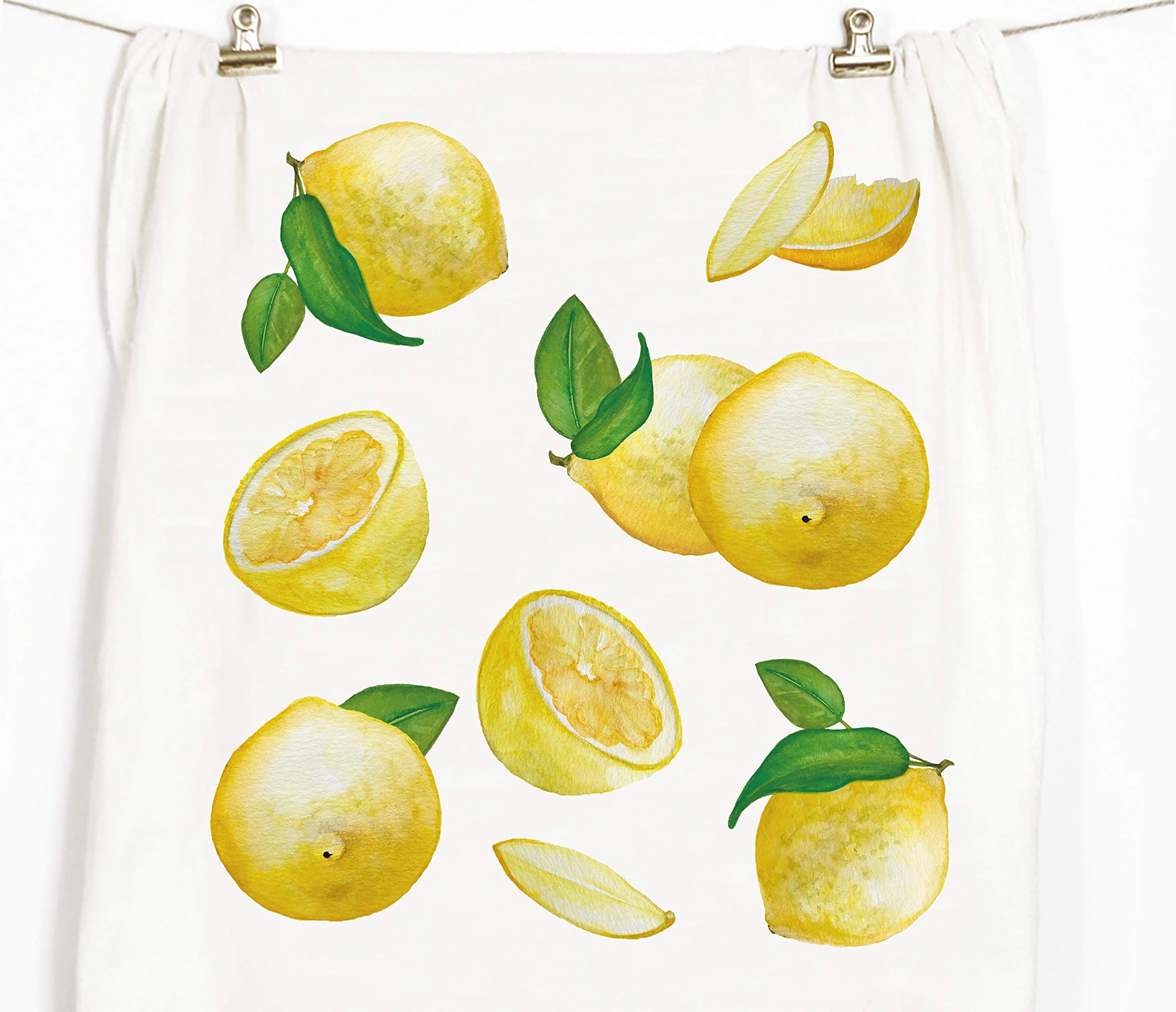 Honey Brush Design Kitchen Dish Towel 100% Cotton Flour Sack Tea Towel (Lemons)