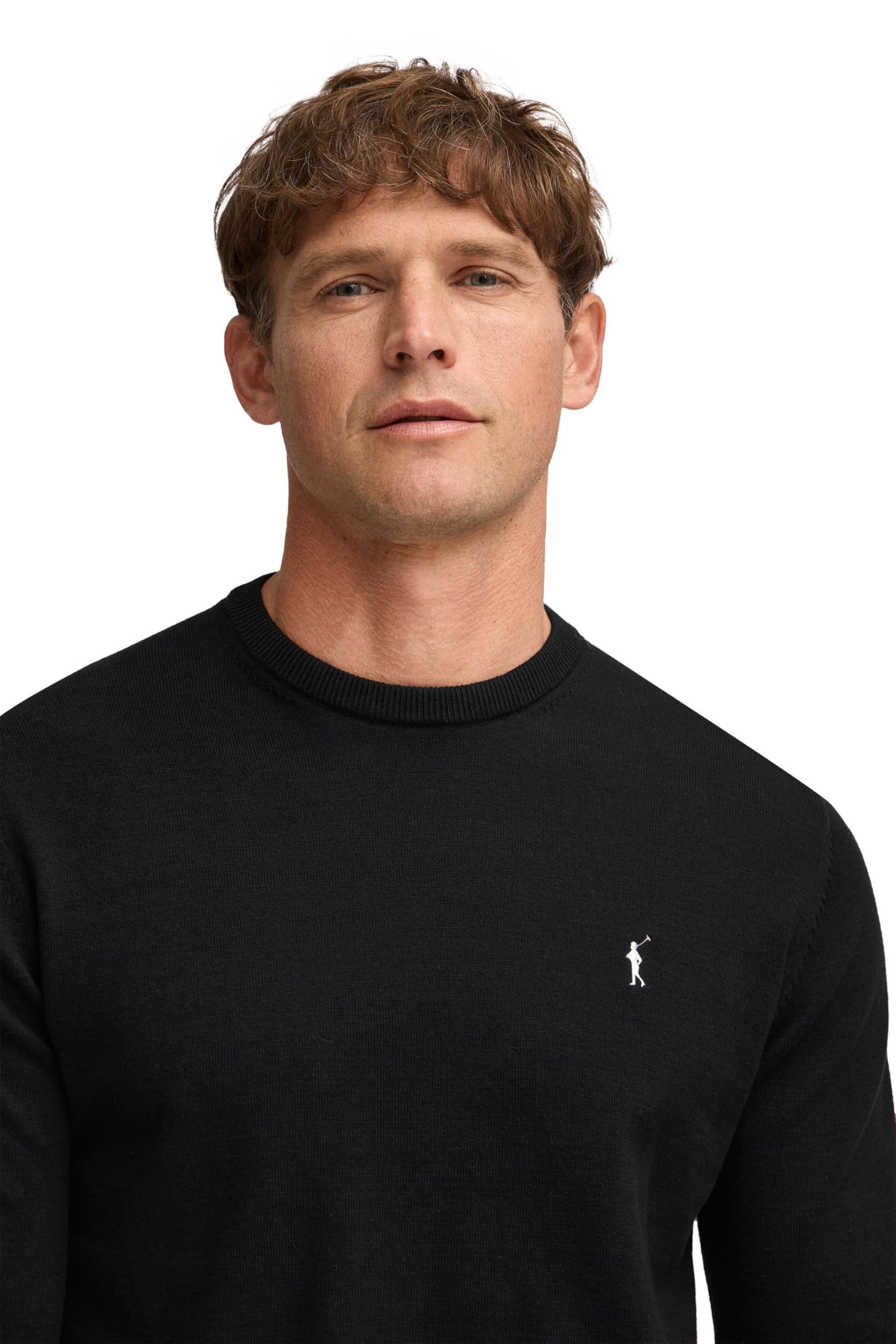 Polo Club Maglione a Treccia da Uomo con Logo e Scollo Tondo