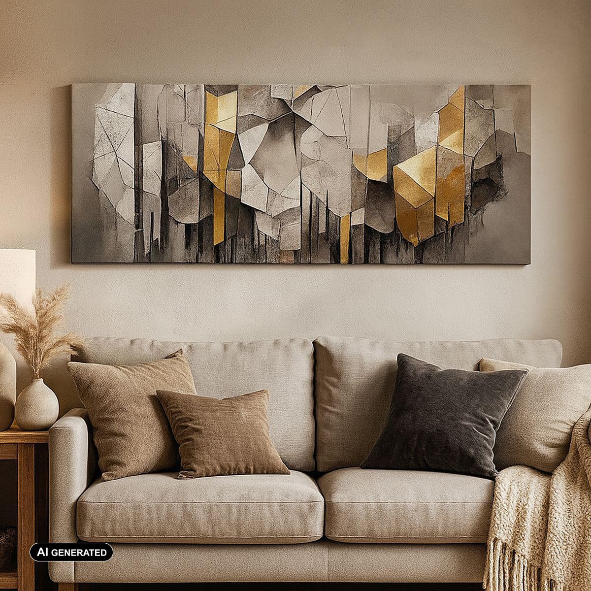 Bilder auf Leinwand 120x50cm Wandbild Abstrakt Kunst - 5644 | Deco Abstraktion Panorama Groß Wanddekoration Wohnzimmer Schlafzimmer Wanddeko Wand Kunstdruck Wandkunst Wall Decor ARTTOR