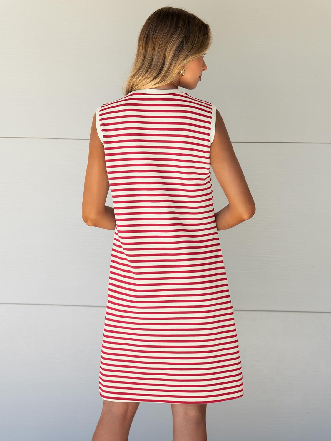 Glamaker Womens Summer Tshirt Dresses Casual Sleeveless Striped Shift Tank Short Sundress Boho Beach Vacation Outfits 2026 - Image 6