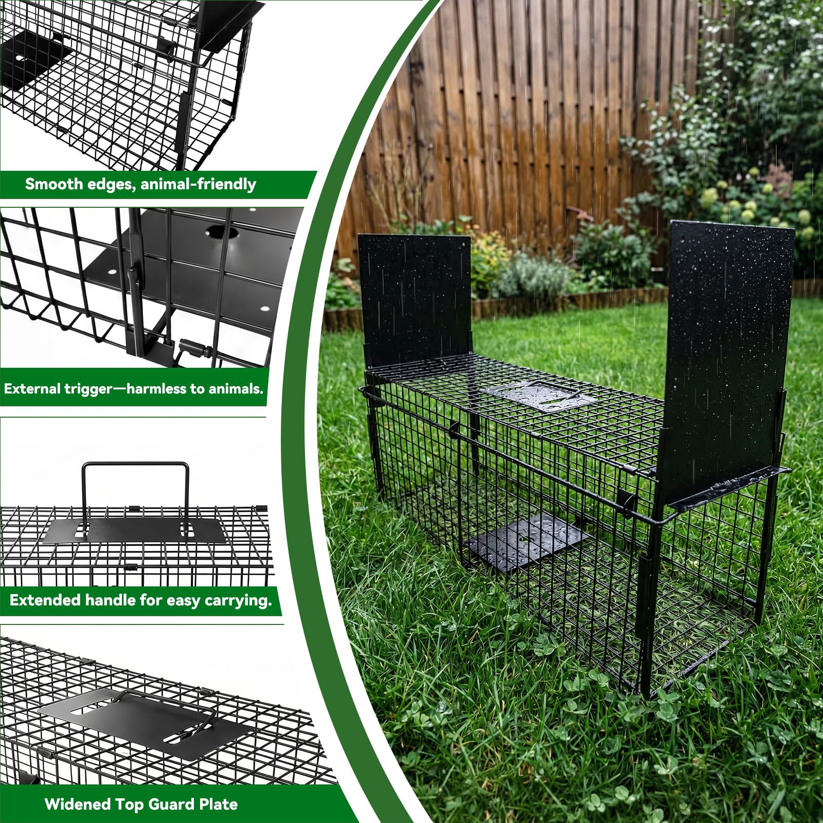 Cage de Piégeage pour Animaux Thealyn, Double Porte, Métallique, Piège Humane, 84 x 33 x 28 cm