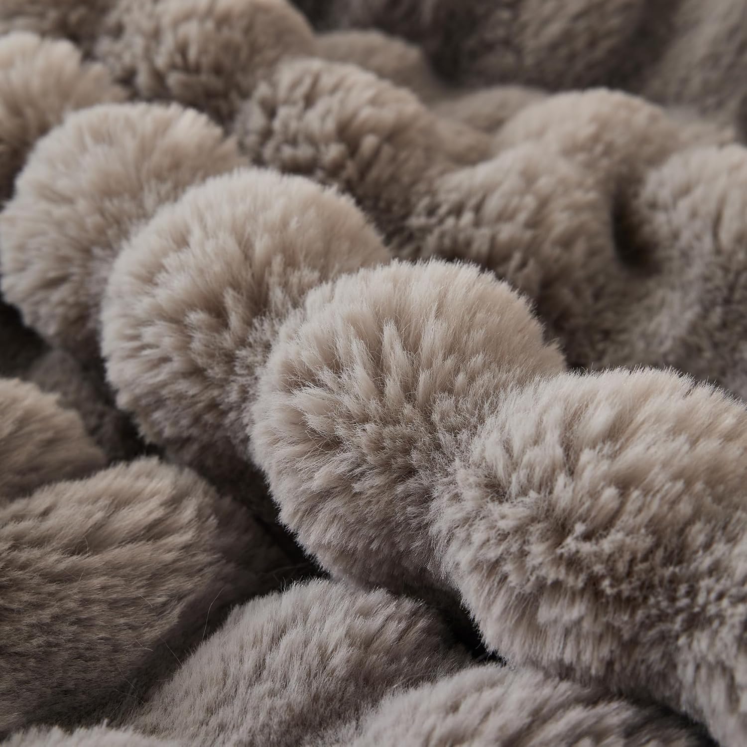 COOVA Faux Fur Throw Blanket for Couch, Cozy Soft and Fuzzy Plush Rabbit Fur Bubble Blanket for Sofa Bedroom Living Room, 60x80 Inches Grey - Image 4