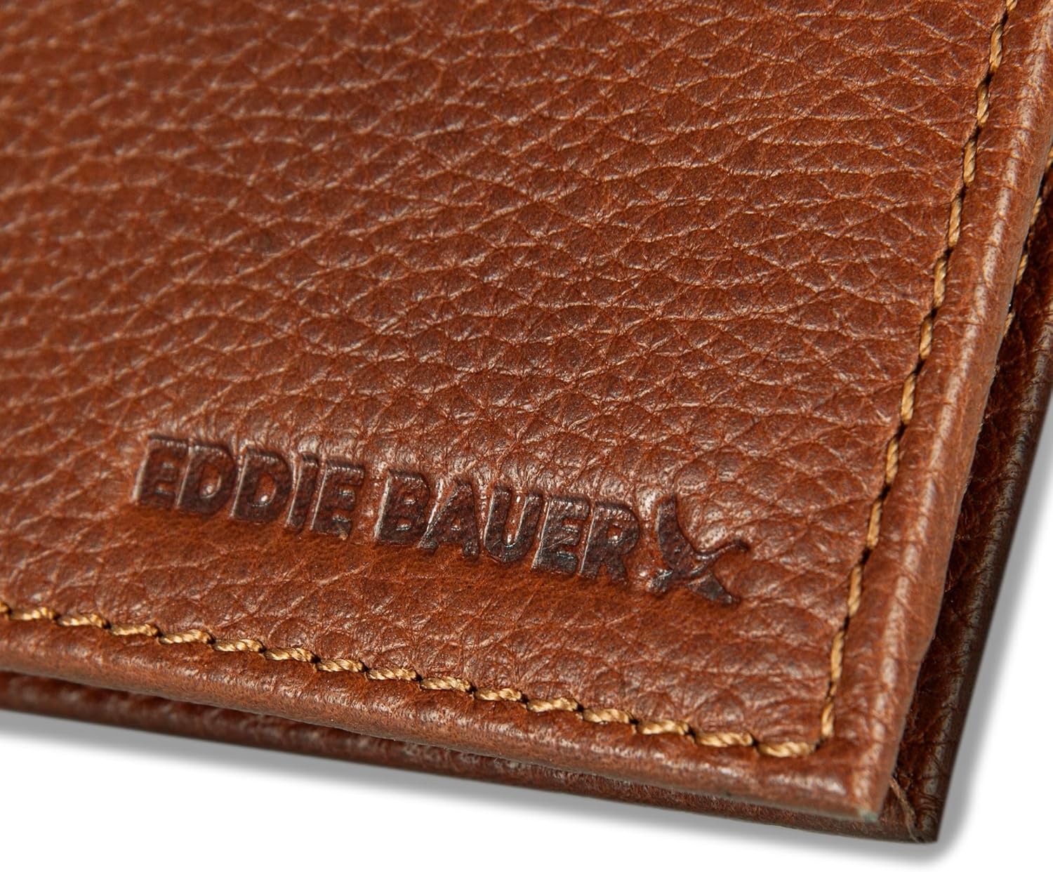 Eddie Bauer Men's Rugged Leather Bifold Wallet | Money Clip | RFID Protection | ID Window | Genuine Leather | EDC - Image 3