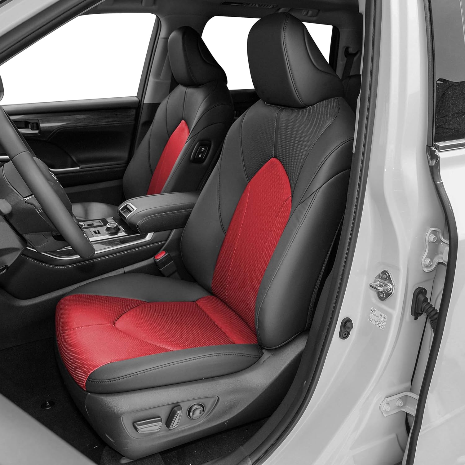 Custom Fit for Toyota Highlander 2015-2019 3 Rows 8 Seats Models Seat Covers Full Coverage Faux Leather Waterproof and Airbag Compatible(Black)