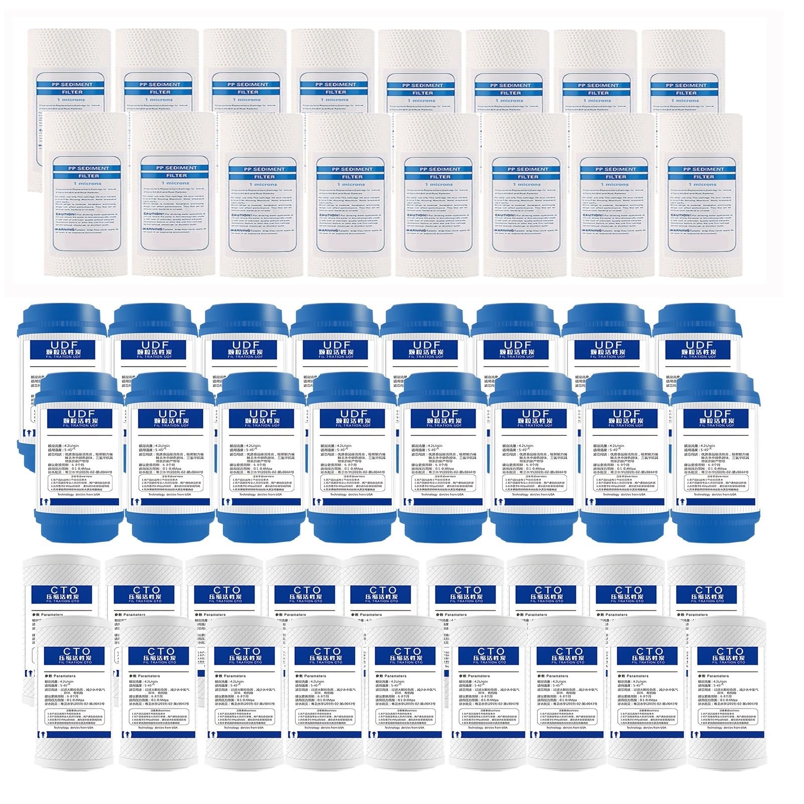 Pack 20 filtres UDF et bloc CTO pour retrouver une eau saine à la maison