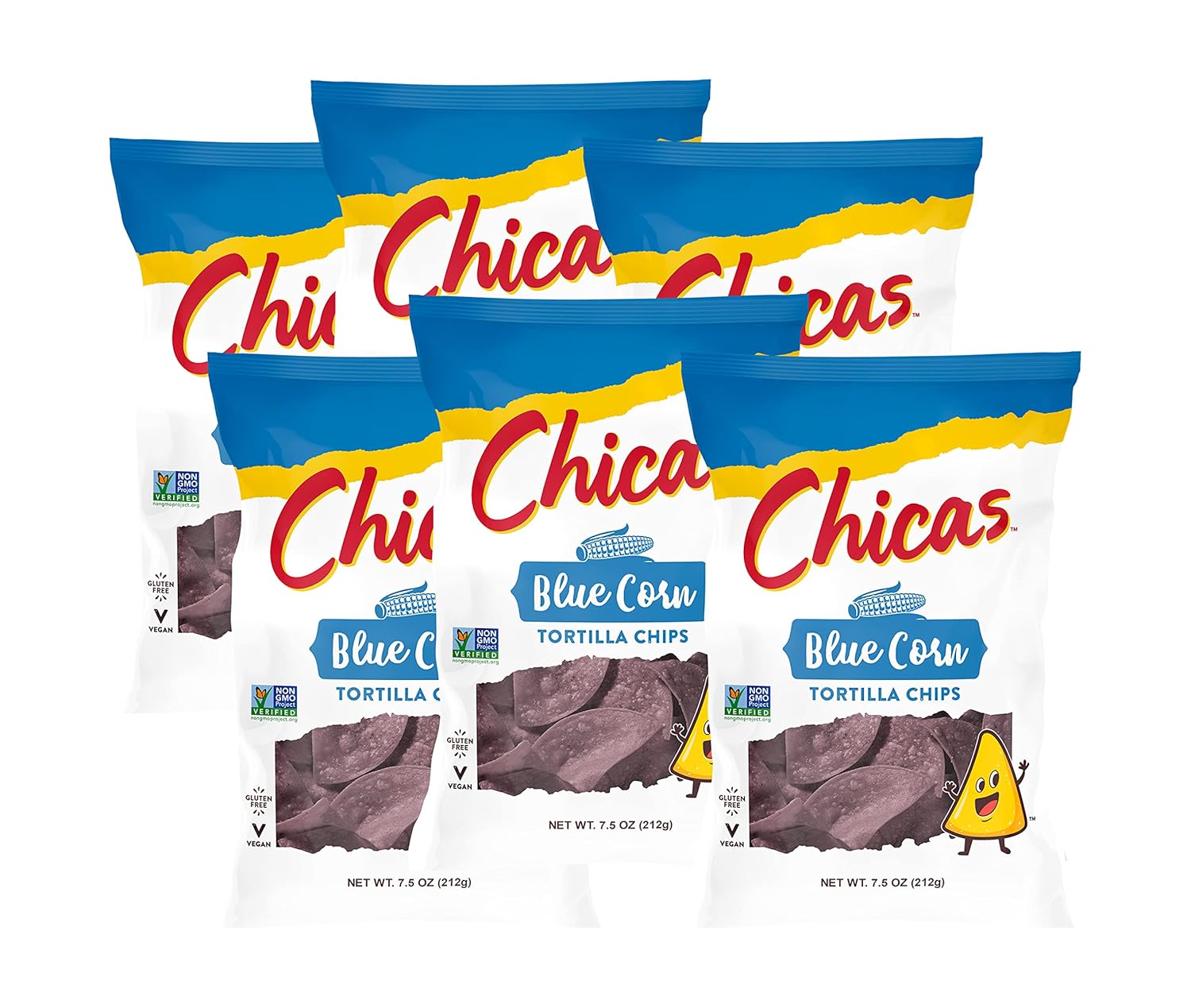 Chicas Tortilla Chips, White Corn Tortilla Chips Lime, Gluten Free, Vegan, Non-GMO, For Dips, Spreads & More, 7.5 Ounce Bag (Pack of 6)