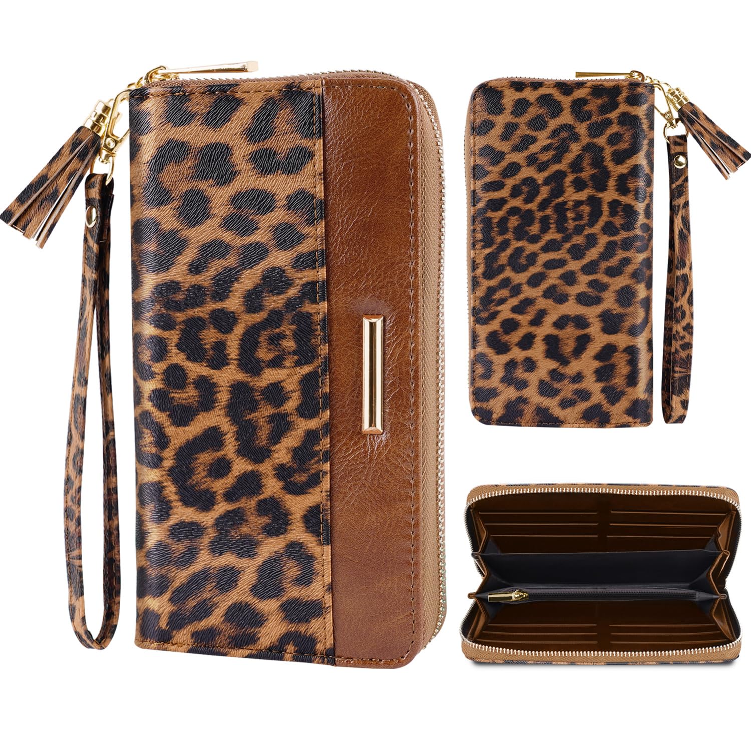 Coco Rossi Leopard Wallets for Women RFID Blocking Credit Card Holder