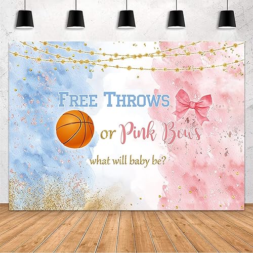 MEHOFOND Mantas o lazos libres de 7 x 5 pies, telón de fondo de revelación de género, baloncesto, revelación de género, suministros de decoración de