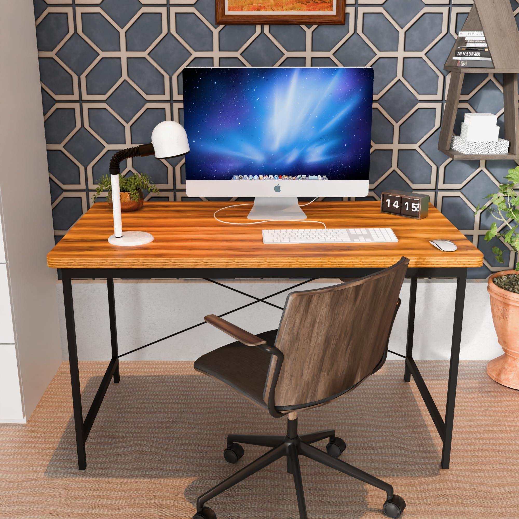 La Henk Multipurpose Finish Desk Table for Office Work Study Table Pc Computer Table Desktop Desk Table for Student Office Desk PC Laptop Study Table for Students Writing Table for Home Office, Wood