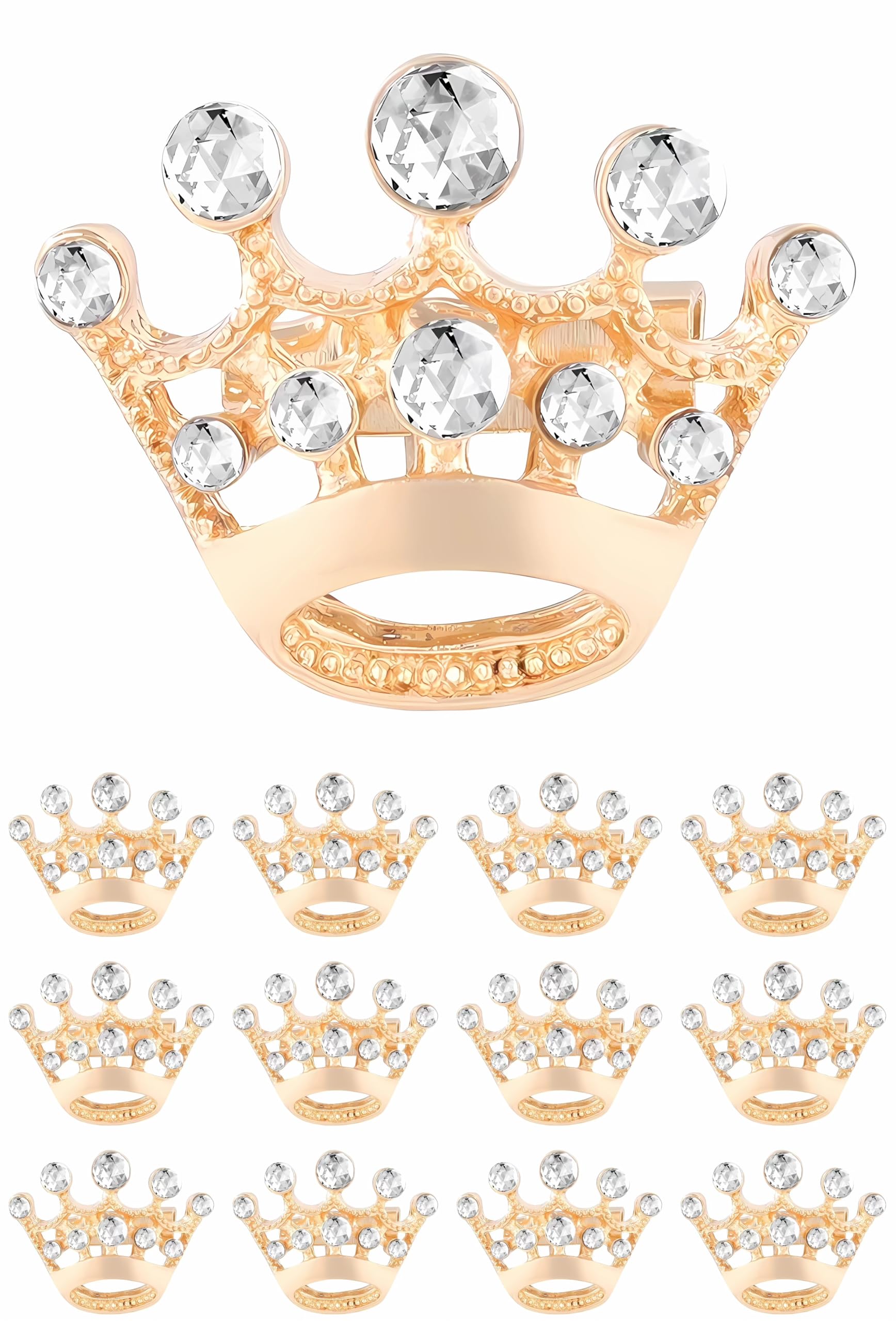 HAFILO 12/24/48 pieces small crown brooch lapel pin for women men Metal fashion Golden silver rhinestone crown brooches pins for Clothes Suit bulk (12, golden)
