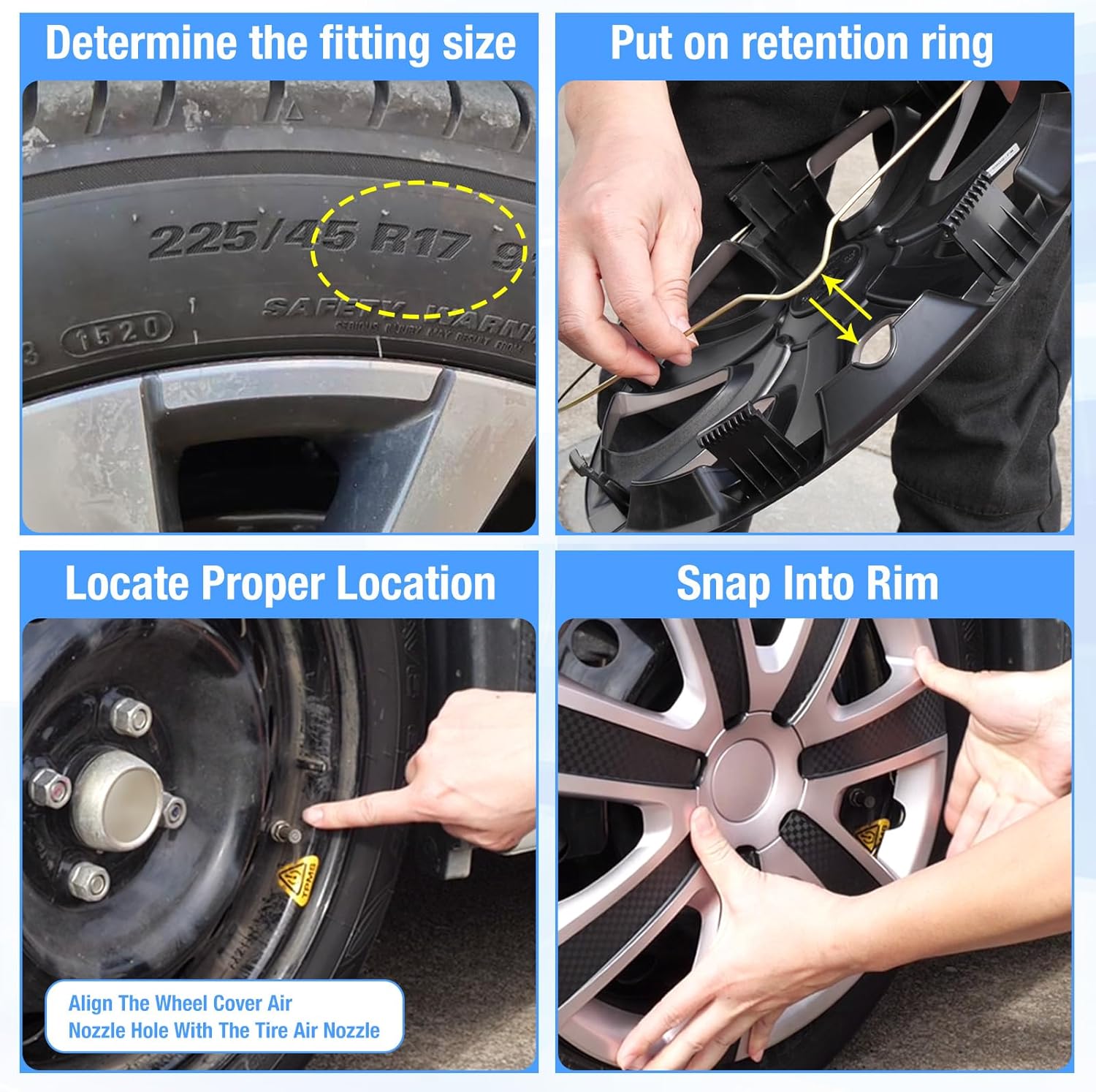 AUTOWIKI 17” Black Matte Hubcaps Fit for 2014-2020 Nissan Rogue, Snap-On Installation Wheel Rim Covers, Set of 4 ABS&PC Material Hub Caps for 14-20 Rogue 17 Inch Steel Wheels 4-Pack