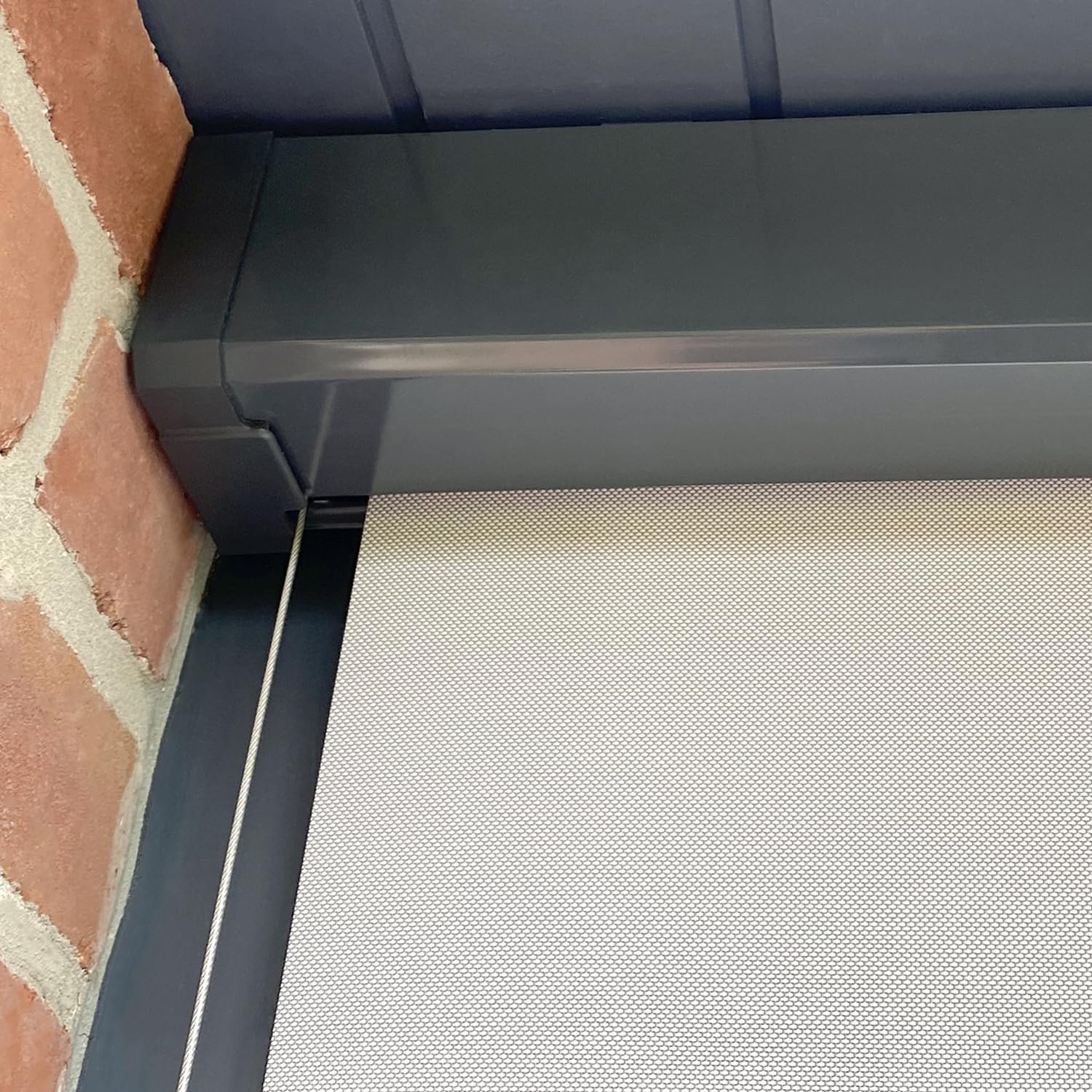 MADECOSTORE Tenda da sole motorizzata con interruttore – baule grigio – grigio chiaro – L210 x H300 cm