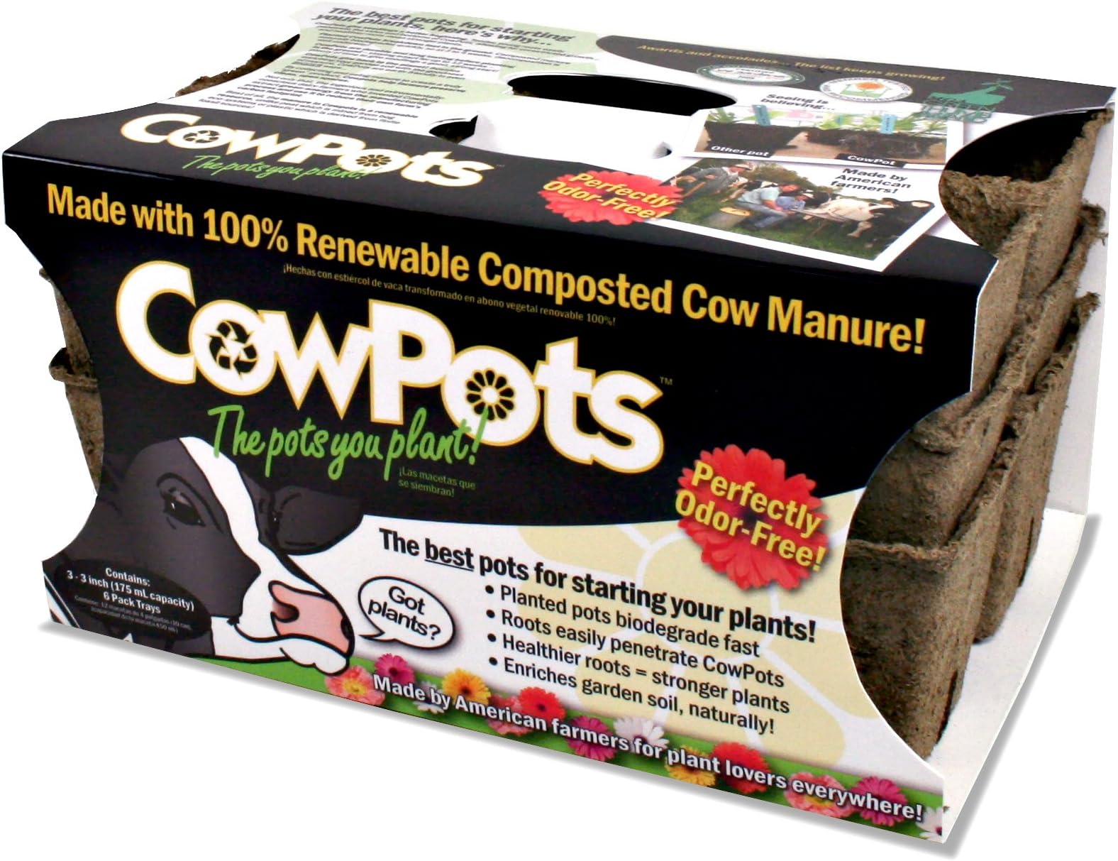 CowPots Sixcell Flats, 3 Pack