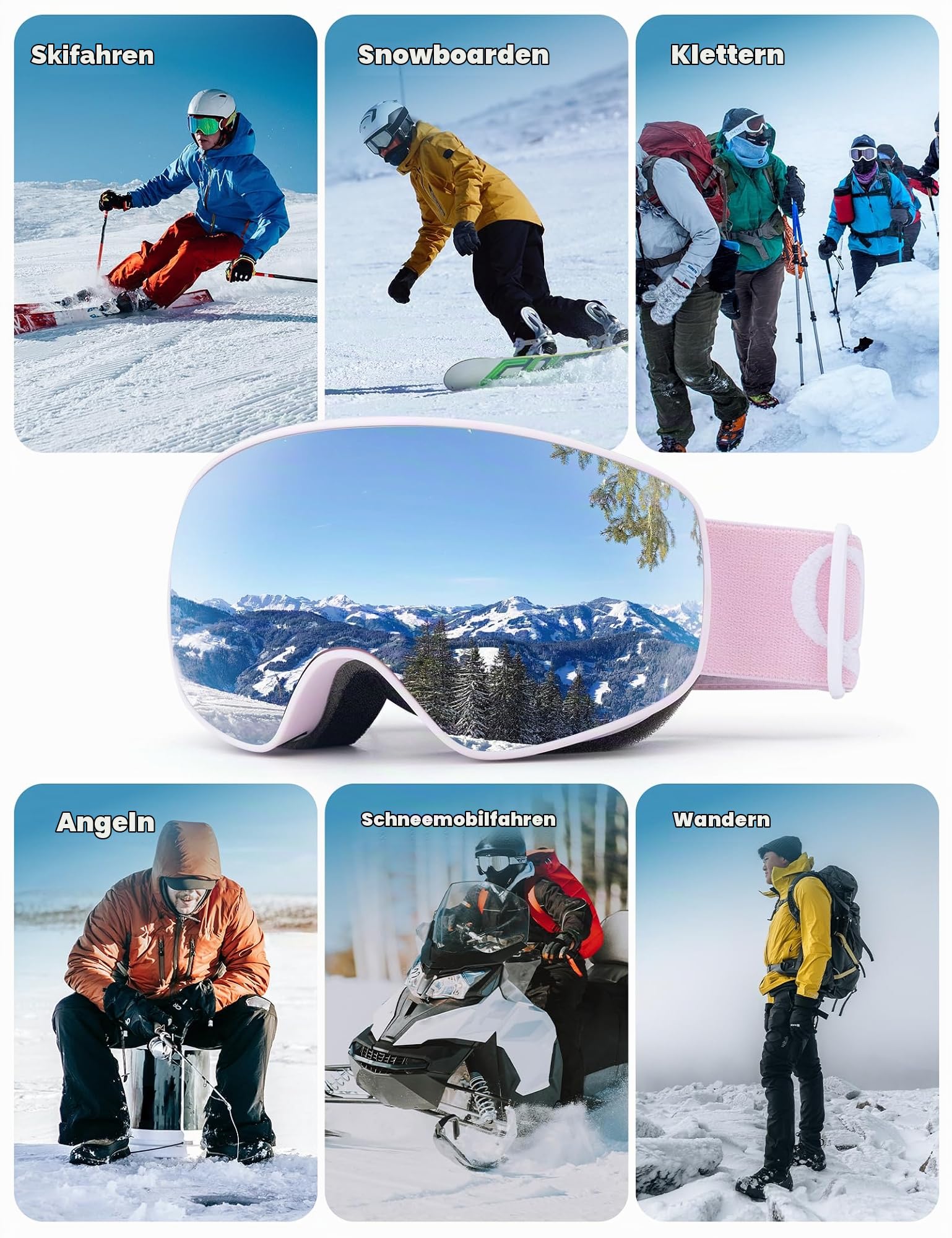 Skibrille Snowboardbrille Mädchen/Jungen UV-Schutz Anti-fog