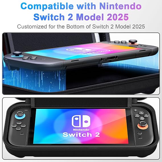 daydayup Switch 2 Carry Case Compatible with Nintendo Switch 2, with 24 Games Cartridges Protective Hard Shell Travel Carrying Case Pouch for Switch 2 Console & Accessories,Black