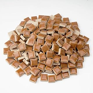 Mosaic Tiles for Crafts Bulk Ceramic,300g Mosaic Supplies,Square,Smoothed Edges,Great for Bathroom Flower Pot Outdoor Tables Coasters,Brown