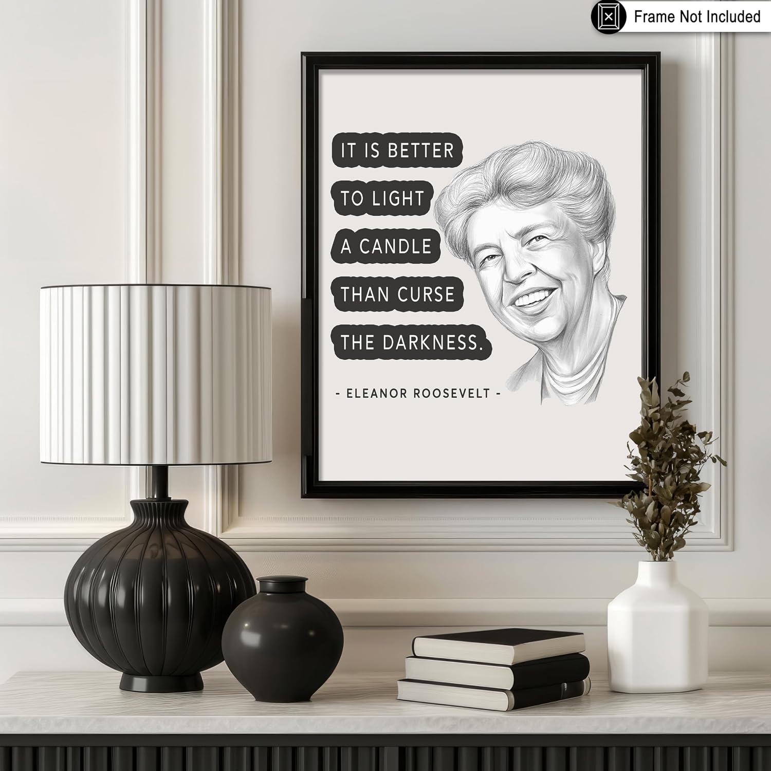 Poster Master Light A Candle Poster - Eleanor Roosevelt Print - Motivational Art - Positive Quotes Art - Gift for Men & Women - Inspiring Decor for Living Room or Bedroom - 8x10 UNFRAMED Wall Art