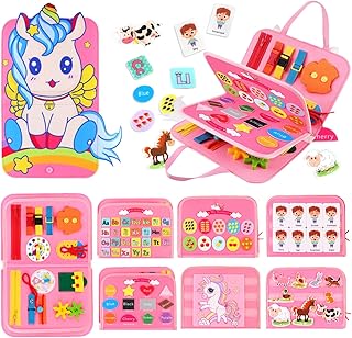 COSILY Toddler Busy Board, Montessori Toys for 1 2 3 4 Years Old Boys Girls, Educational Sensory Toys Preschool Learning Fine Motor Skills, Travel Toys Montessori Busy Board for Toddlers 1-4 Year Old