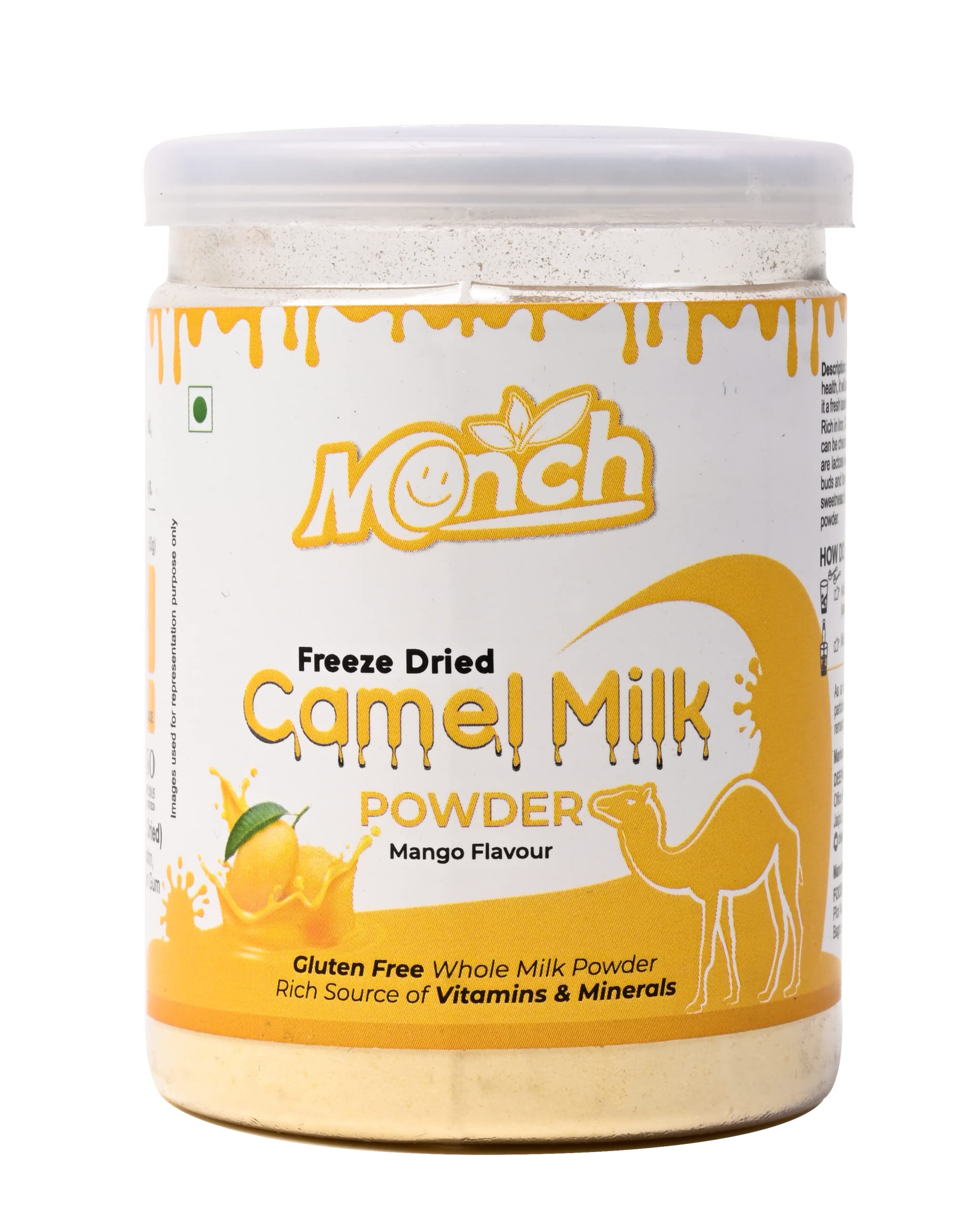 Monch Camel Milk Powder - Camel Milk Powder For Height Growth - Freeze Dried, Mango Flavoured (50g, Pack of 1)