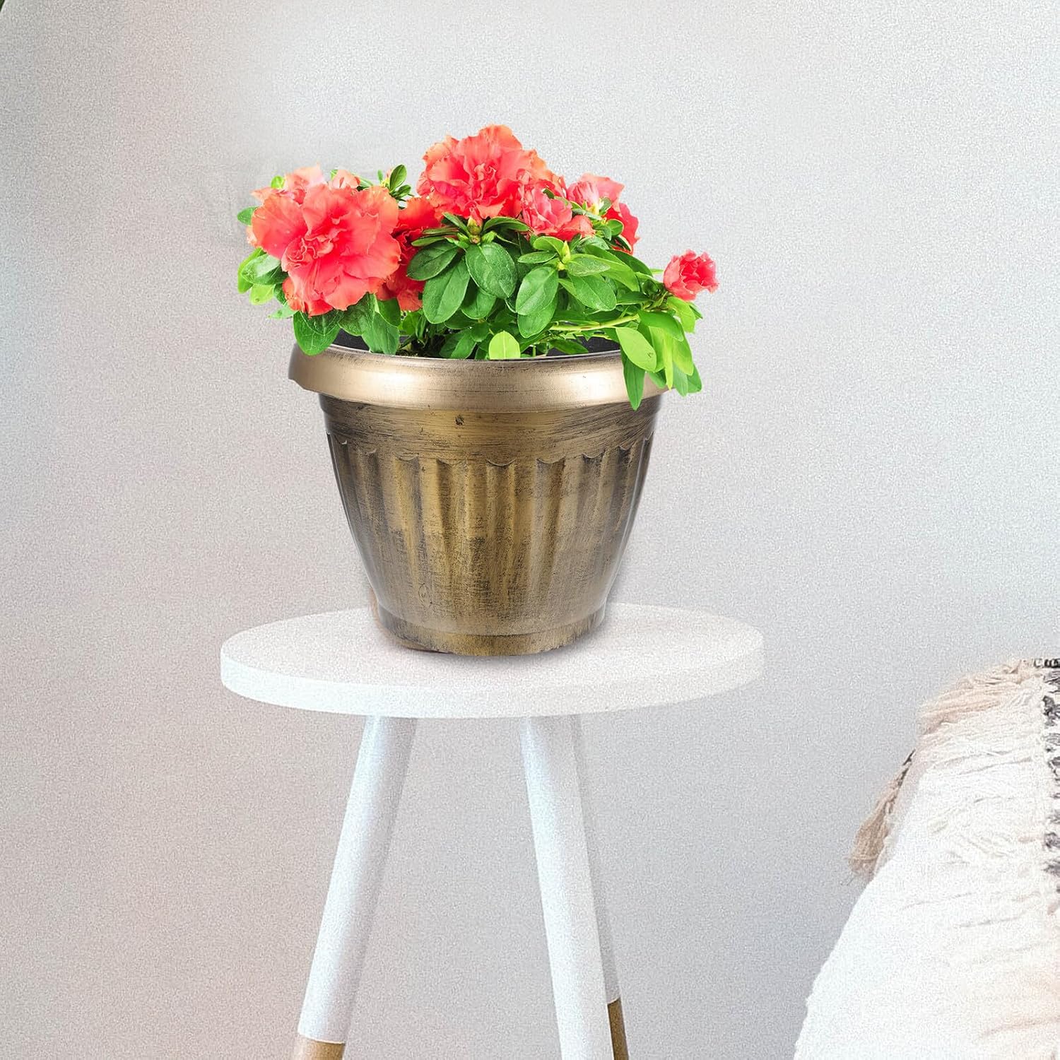 Yardwe Vintage Round Flower Pot for Garden and Porch, Large Thickened Hydroponic Planting Bowl for Fruit Trees and Water Lilies, Decorative Balcony Planter Without Drainage Hole, Outdoor