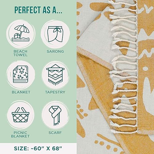 Miniatura 9 de Sand Cloud Toalla de playa turca, sin arena, 100% algodón turco orgánico, toalla de secado rápido para playa, manta de picnic o manta, como se ve en