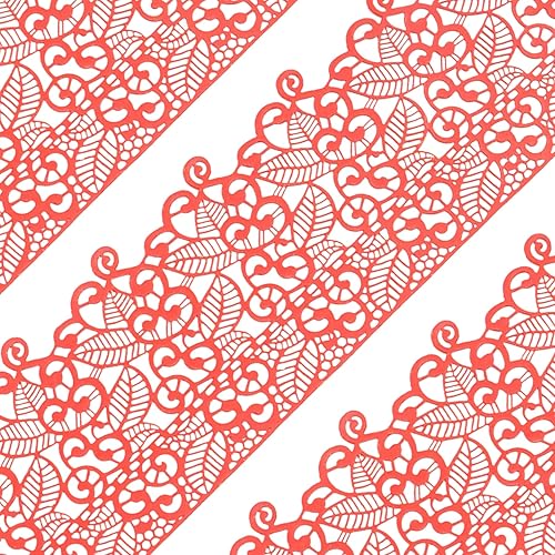 Juego de 10 piezas de 10 piezas grandes prefabricadas listas para usar comestible para tartas de encaje y hojas rojas de 14 pulgadas