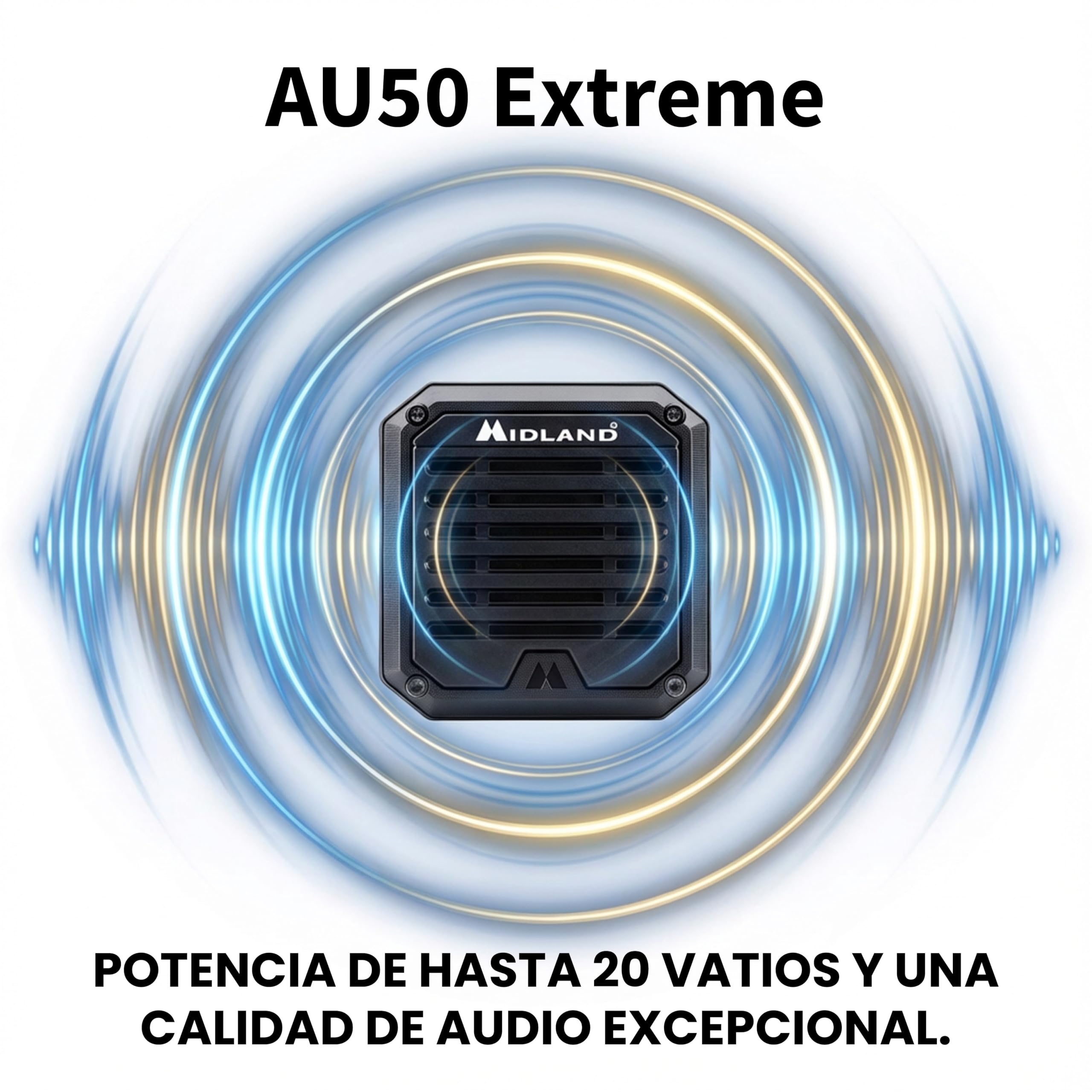 Midland - Altavoz Exterior AU50 Xtreme IP67 para Radio Coche, 20W de Potencia, Compatible con Emisora Radioaficionado y Radio CB, Impermeable y Duradero - Audio Premium para Todo Tipo de Condiciones