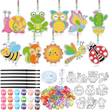 WinnerWhy 30 Sets Spring Suncatchers Window Art Kits, Vibrant DIY Sun Catchers Bulk Crafts Paint Your Own Window Ornaments for Adults Home Birthday Activity Project Decor