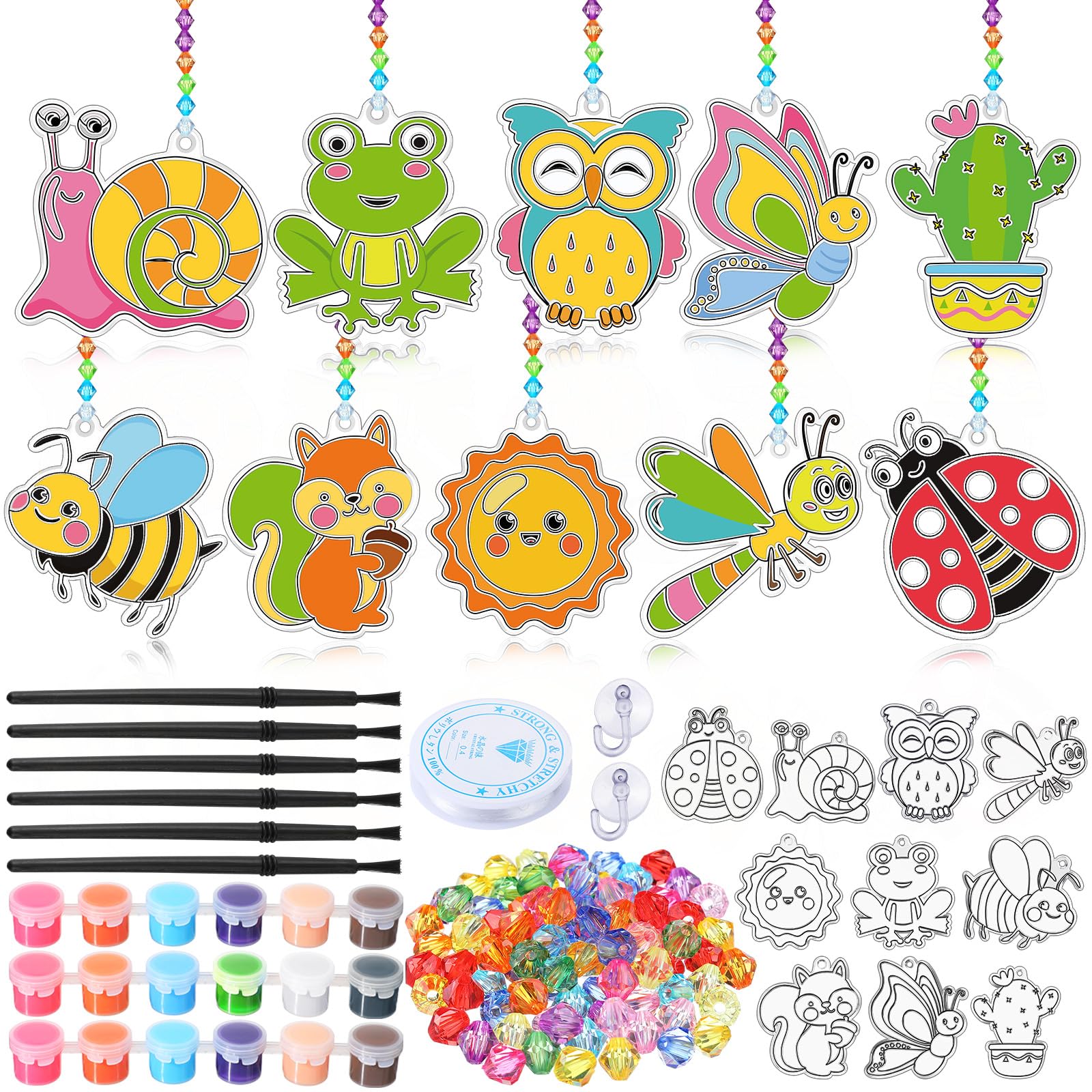 WinnerWhy 30 Sets Spring Suncatchers Window Art Kits, Vibrant DIY Sun Catchers Bulk Crafts Paint Your Own Window Ornaments for Adults Home Birthday