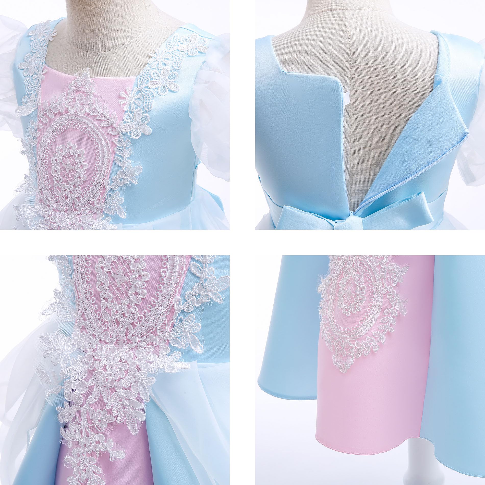 Niñas Vestidos Cortos de la vendimia Vestidos para Niños Vestidos de Princesa con Manga de Burbuja Vestidos Largos para Niñas