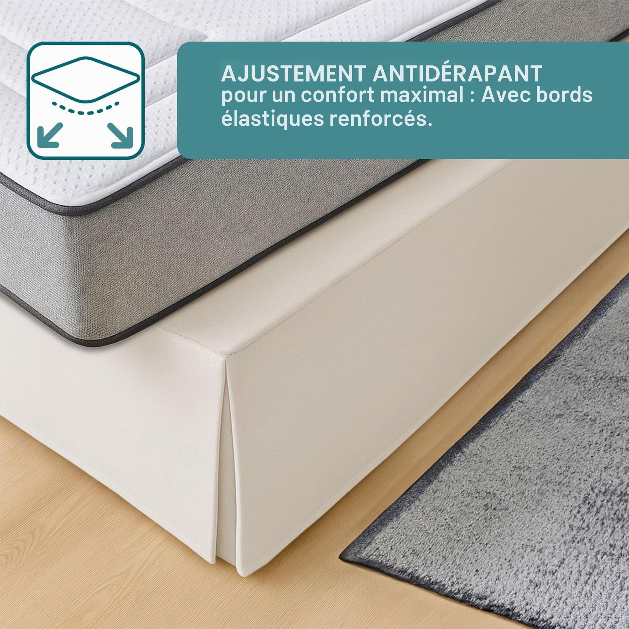 ECOMMERC3 Protège-canapé 100% fabriqué en Espagne pour lit de 160 x 190/200 cm - Couleur Ivoire, Ajustement antidérapant et Respirant