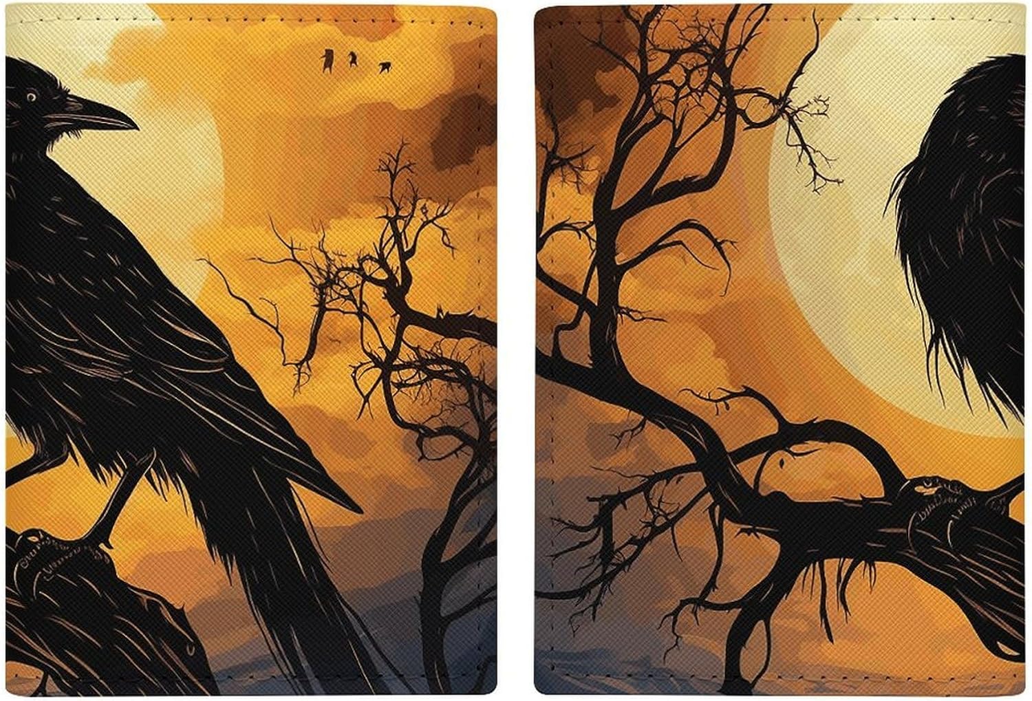 Crow Passport Holder Portable Passports Cover with Card Slot Passports Protector Passport Wallet