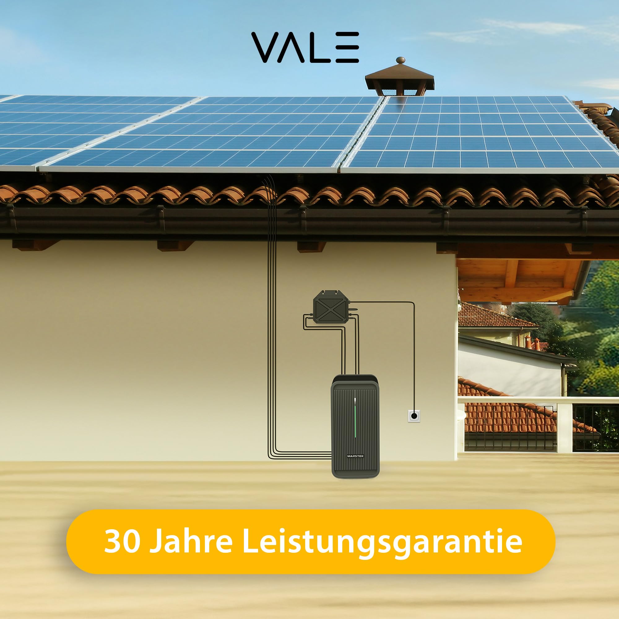 VALE Balkonkraftwerk Bifazial 450 Wp Full Black - Marstek-M2-800 Wechselrichter - Solaranlage - Hochwertiges Solarpanel Set - 3m AC-Kabel