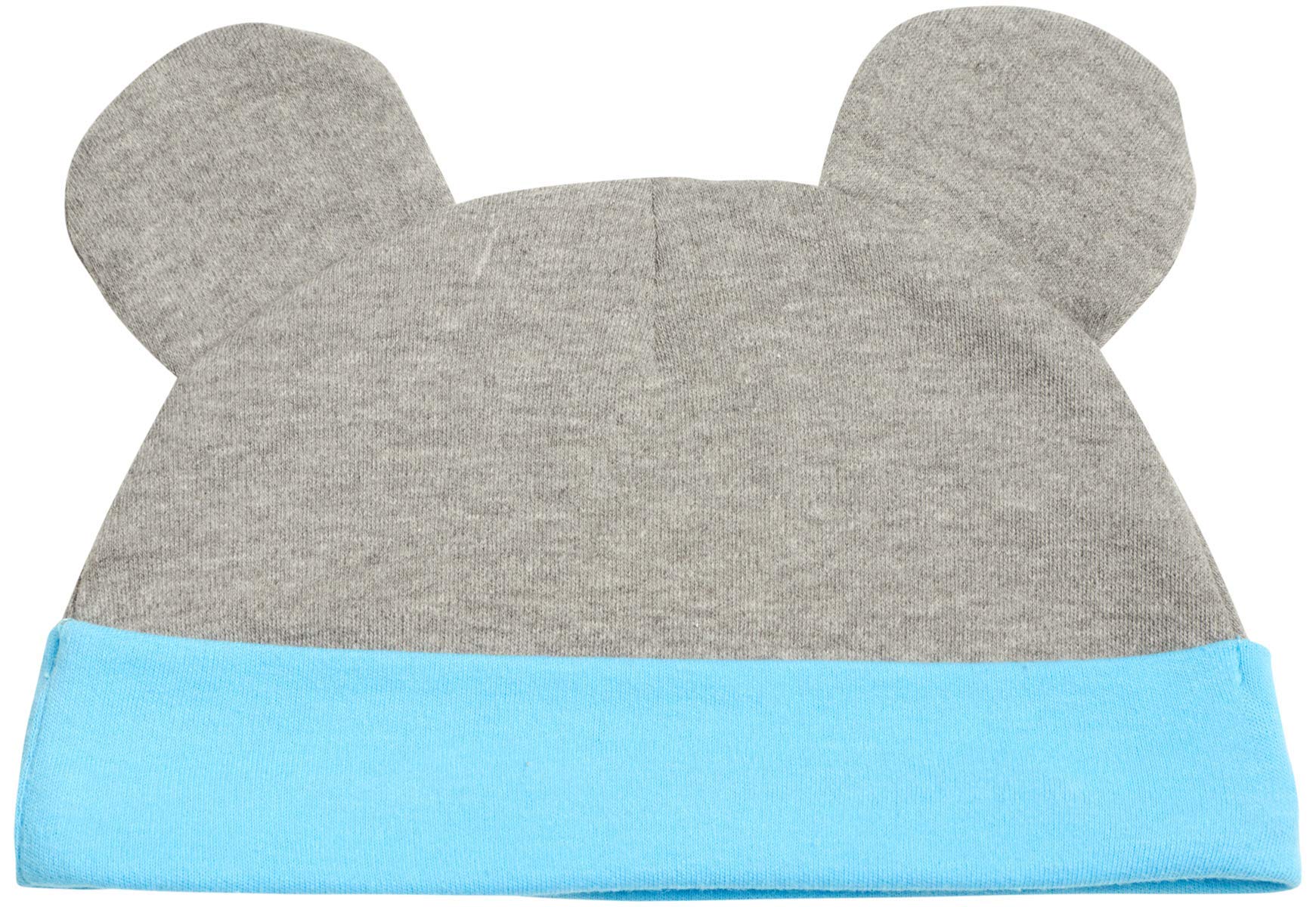 Disney Baby Boy's Mickey Mouse Bodysuit Set - 4 Piece Onesie Romper, Sweatpants, Cap, and Booties Set, Mickey Mouse Light Blue, Size 3-6 Months