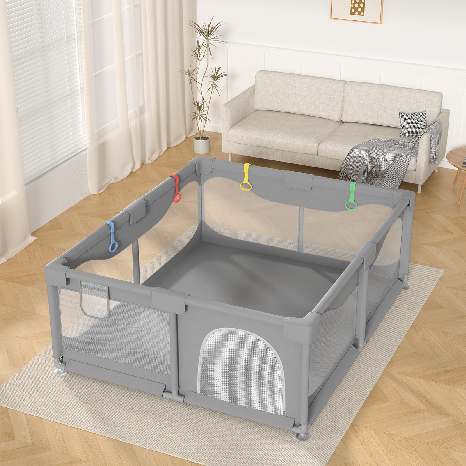 Sarr Klith Baby Playpen (Grey, 180x150x68cm)