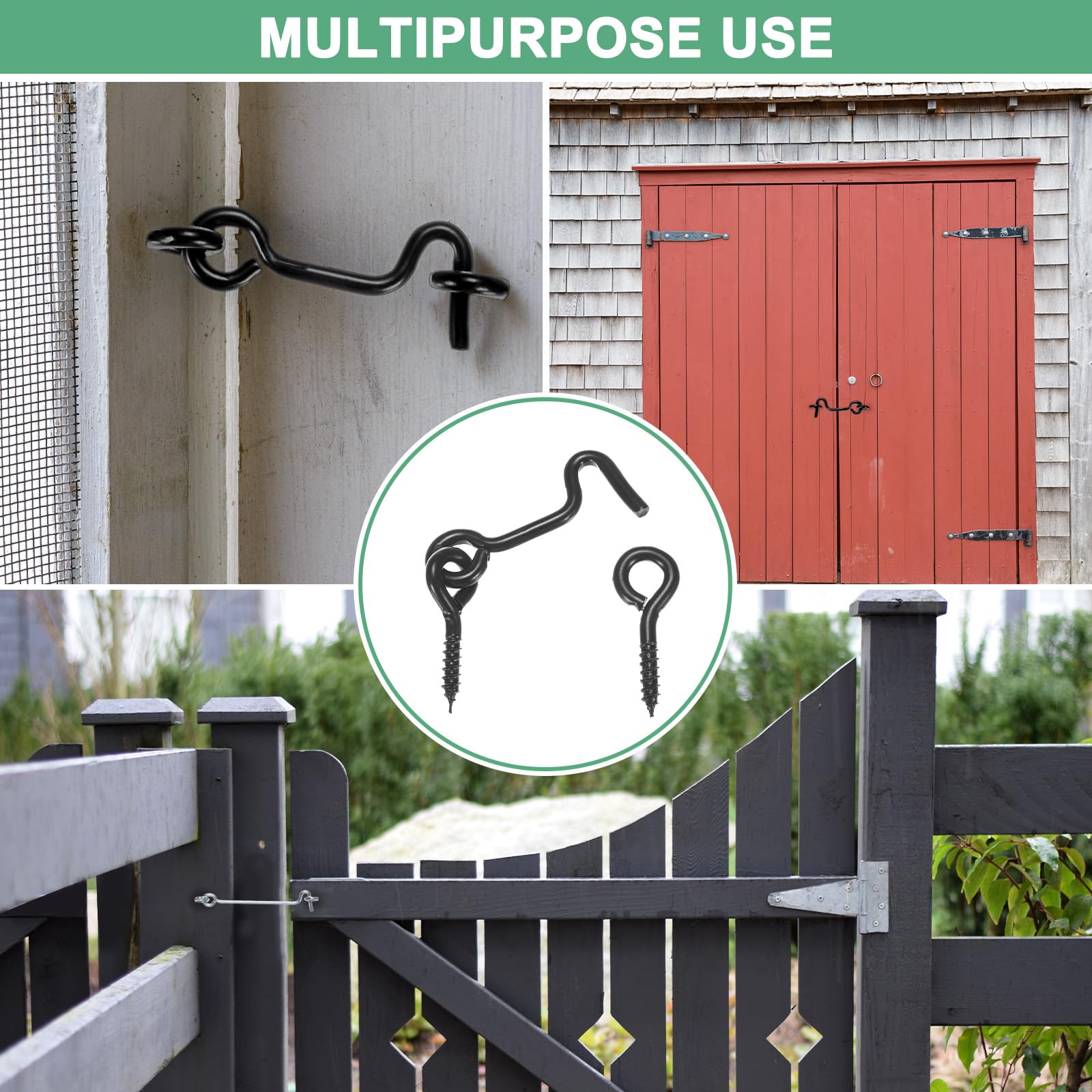 Chiusure A Gancio Per Porte - Ganci E Serrature A Occhiello In Acciaio Per Interni Ed Esterni - Foto 4