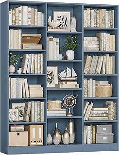 FACBOTALL Triple Wide Bookshelf, 6 Tier Large Bookshelf, Bookcase with 1...