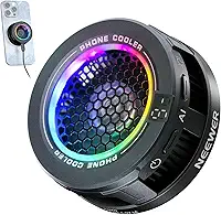 NEEWER Cooler magnético básico para celular, ventilador de resfriamento USB de baixo ruído com controle inteligente de temperatura, luz RGB, anel magnético e clipe compatível com iPhone 15 16 Pro Max
