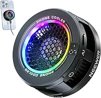 NEEWER Cooler magnético básico para celular, ventilador de resfriamento USB de baixo ruído com controle inteligente de temperatura, luz RGB, anel magnético e clipe compatível com iPhone 15 16 Pro Max